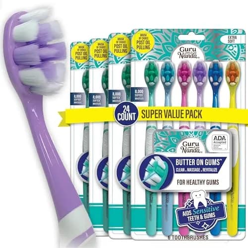 GuruNanda Butter on Gums Toothbrush 6 Ct (Pack of 4) | ADA Accepted Ultra Soft Bristles for Sensitive Gums thumbnail 1