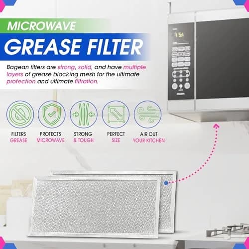 Bagean Microwave Filter 14.7cm x 32.8cm (5.8"x12.9") 4-Pack | Replacement for Whirlpool W10208631A Grease Filters thumbnail 2