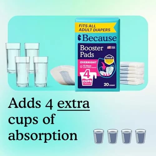 Because Overnight Booster Pads Fits All Adult Diapers | Extra Absorbency for Night Use thumbnail 3