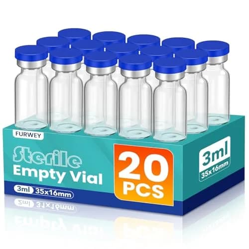 FURWEY 3ML Sterile Vials with Injection Ports, 20 Pack | Borosilicate Glass for Lab Use thumbnail 1