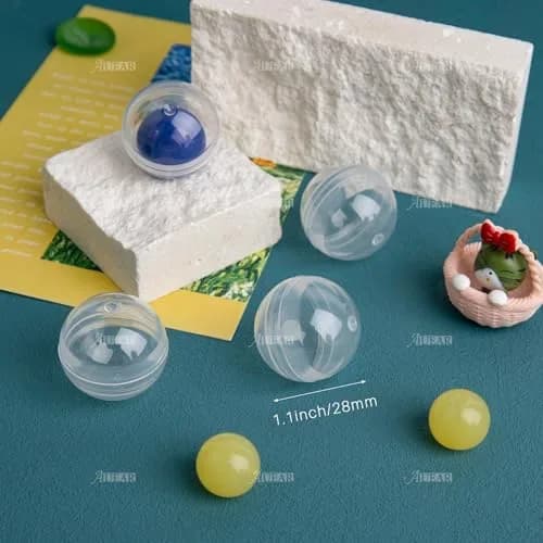 AUEAR Translucent Round Capsules 28mm (1.1 Inch) — 250 Pack | Empty Plastic Vending Machine Containers for Prizes & Storage thumbnail 2