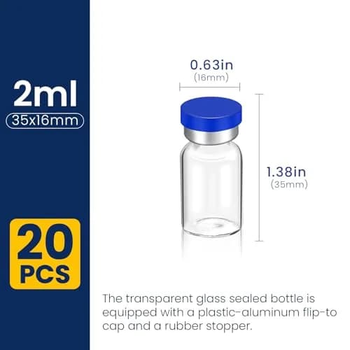 FURWEY 2ML Sterile Vials with Injection Port, Borosilicate Glass Empty Vials, 20 Pack | Lab Supply India thumbnail 2