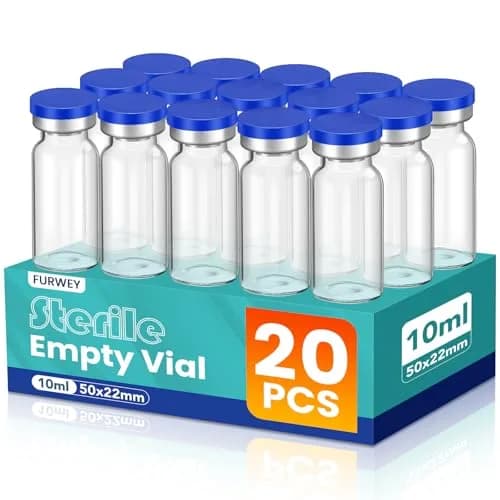 FURWEY 10ML Sterile Vials with Injection Ports, 20 Pack | Borosilicate Glass for High/Low Temp Resistance thumbnail 1