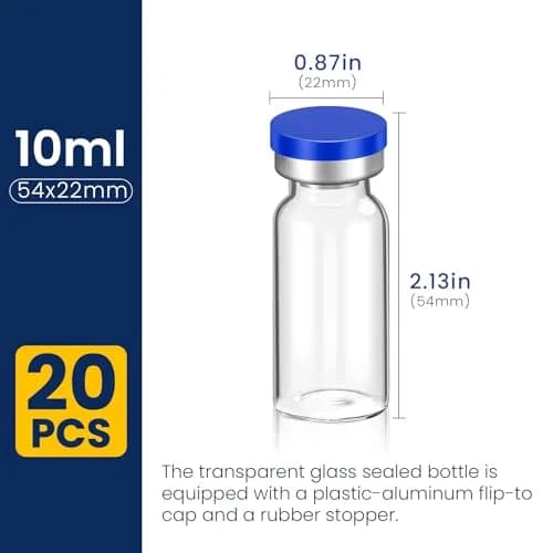 FURWEY 10ML Sterile Vials with Injection Ports, 20 Pack | Borosilicate Glass for High/Low Temp Resistance thumbnail 2