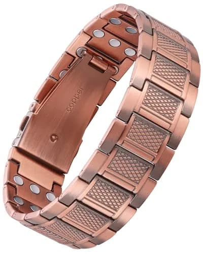 Feraco Copper Magnetic Bracelet for Men, 22 cm (8.66 inches) | Classic Geometric Pattern thumbnail 1