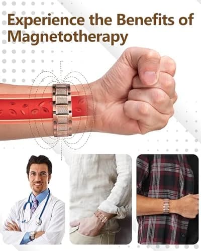 Feraco Copper Magnetic Bracelet for Men, 22 cm (8.66 inches) | Classic Geometric Pattern thumbnail 7
