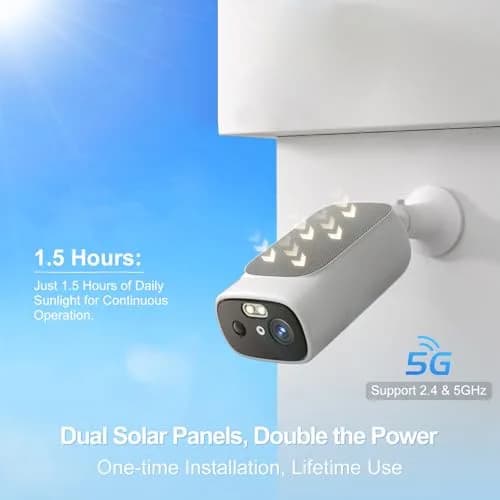 Camoon 2K Solar Security Camera Wireless Outdoor | 365-Day Uninterrupted Power with Built-in Solar Panel & 9600mAh Battery thumbnail 2