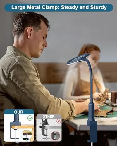 RackydigPro 12X Magnifying Glass with Light and Stand | 3.75-inch Real Glass Lens, 5 Color Modes, Brightness Stepless Dimming, Blue thumbnail 4