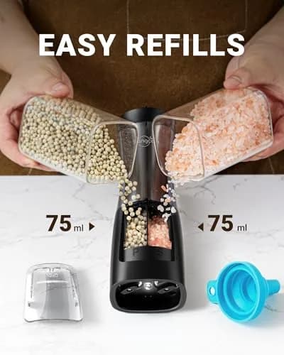 Sangcon 2-in-1 Rechargeable Salt and Pepper Grinder Set with USB-C Base & Light | Gunmetal Plus thumbnail 6