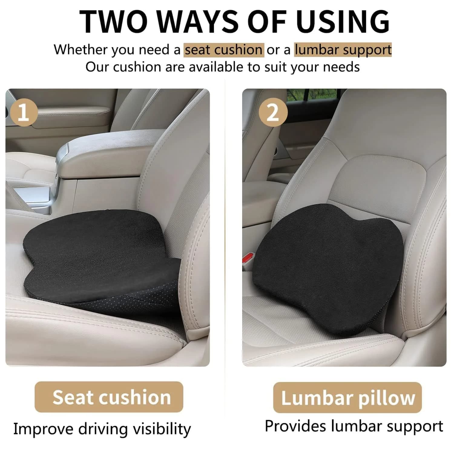 Livtribe Ergonomic Car Seat Cushion Wedge | 3.5-inch Rise for Lumbar Support & Posture Alignment - view 2