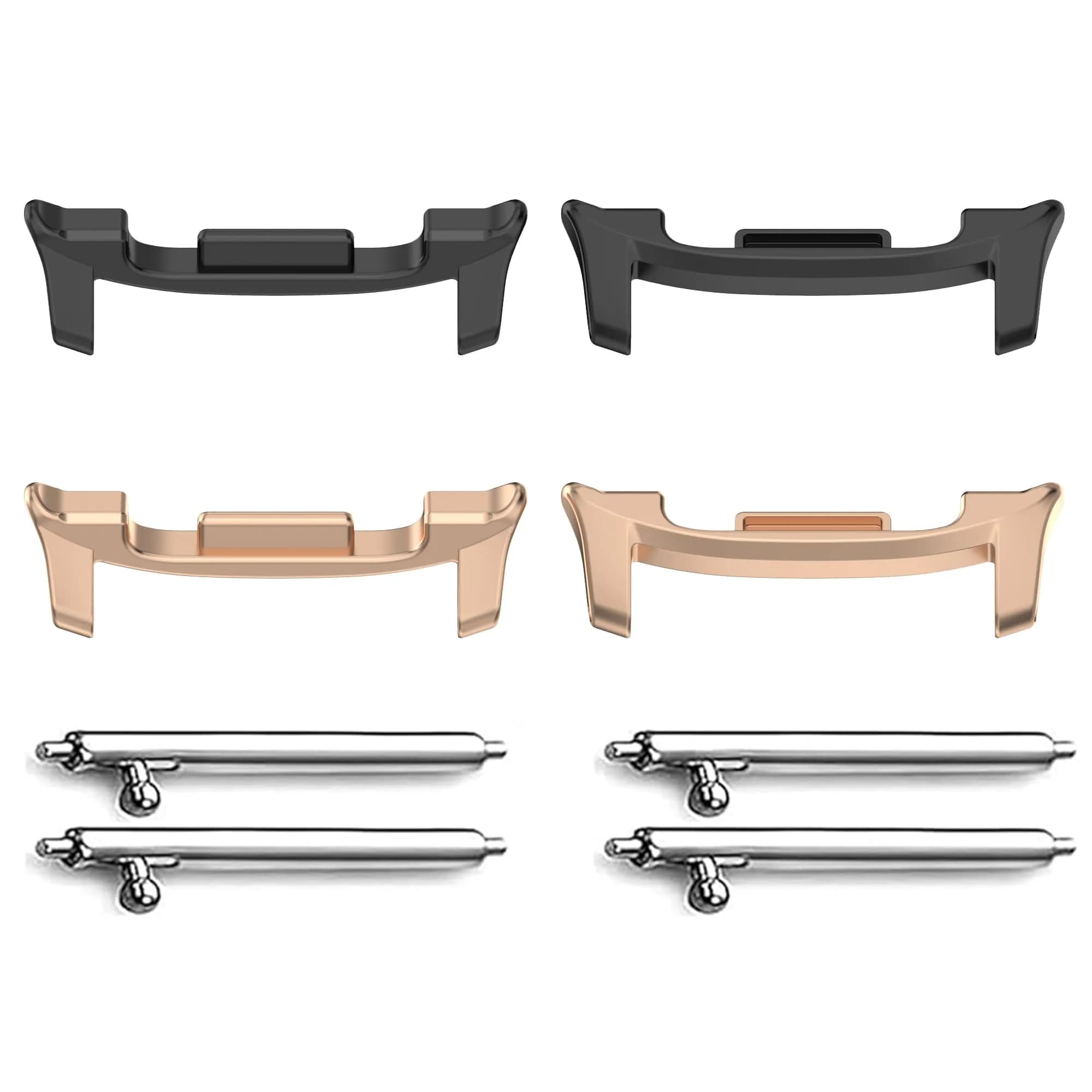 E ECSEM 22mm Watch Band Connectors for Samsung Galaxy Watch 9/8/8 Classic | Black & Rose Gold (2-Pair Set) - main product image
