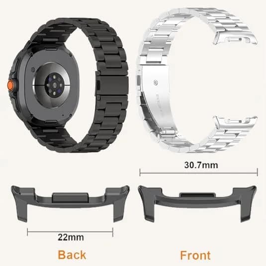 E ECSEM 22mm Watch Band Connectors for Samsung Galaxy Watch 9/8/8 Classic | Black & Rose Gold (2-Pair Set) - view 4