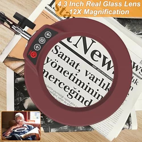 Krstlv Magnifier with Light & Clamp 12X | Adjustable Swing Arm Desk Lamp for Close Work thumbnail 4