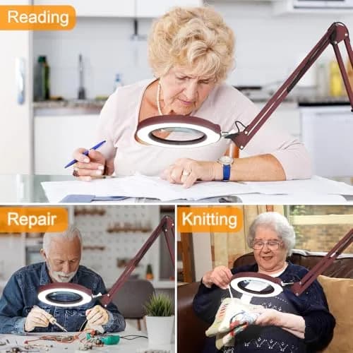 Krstlv Magnifier with Light & Clamp 12X | Adjustable Swing Arm Desk Lamp for Close Work thumbnail 6