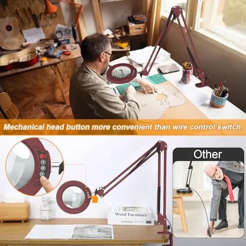 Krstlv Magnifier with Light & Clamp 12X | Adjustable Swing Arm Desk Lamp for Close Work thumbnail 2