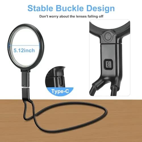 GABORISH Neck Magnifier with Light, 10X 5.2 Inch Acrylic Lens | Hands-Free Magnifying Glass for Reading, Sewing, Crafts thumbnail 5