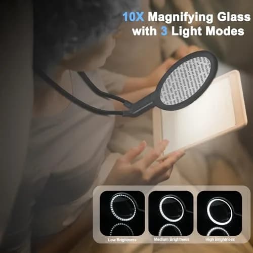 GABORISH Neck Magnifier with Light, 10X 5.2 Inch Acrylic Lens | Hands-Free Magnifying Glass for Reading, Sewing, Crafts thumbnail 2