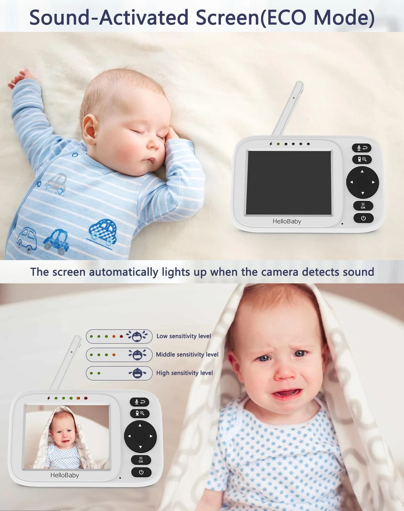 HelloBaby HB2438 Video Baby Monitor 3.2-inch IPS Screen | No WiFi, 1000ft Range, Temp Alarm - view 5