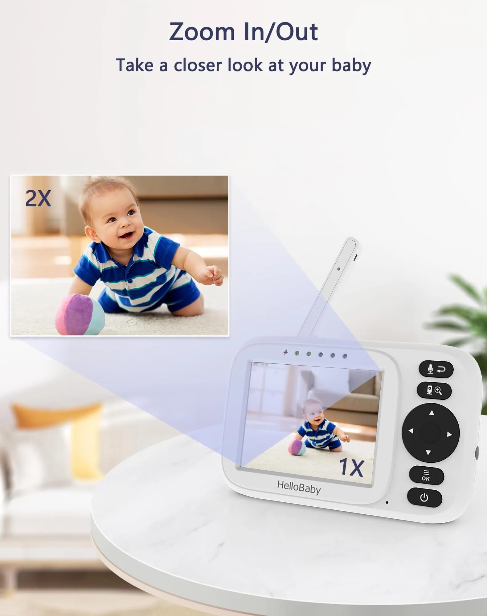 HelloBaby HB2438 Video Baby Monitor 3.2-inch IPS Screen | No WiFi, 1000ft Range, Temp Alarm - view 6