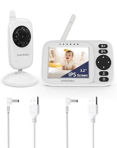 HelloBaby HB2438 Video Baby Monitor 3.2-inch IPS Screen | No WiFi, 1000ft Range, Temp Alarm thumbnail 1