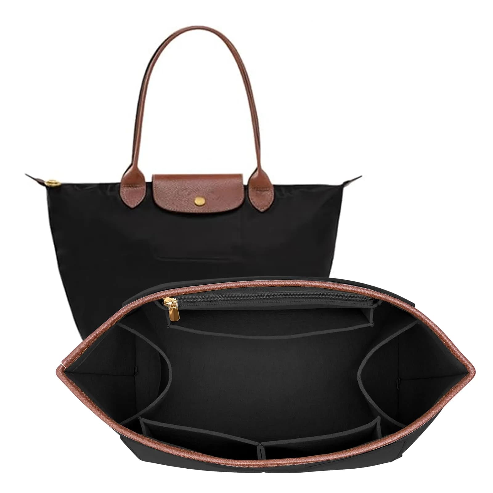 DOIAPUOS Felt Purse Organizer Insert for Longchamp Le Pliage M Bag, Black Medium | Organizes Your Bag Interior — Black