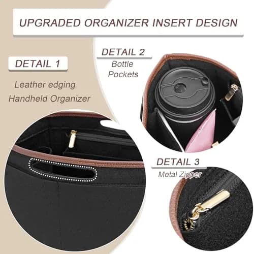 DOIAPUOS Felt Purse Organizer Insert for Longchamp Le Pliage M Bag, Black Medium | Organizes Your Bag Interior thumbnail 5