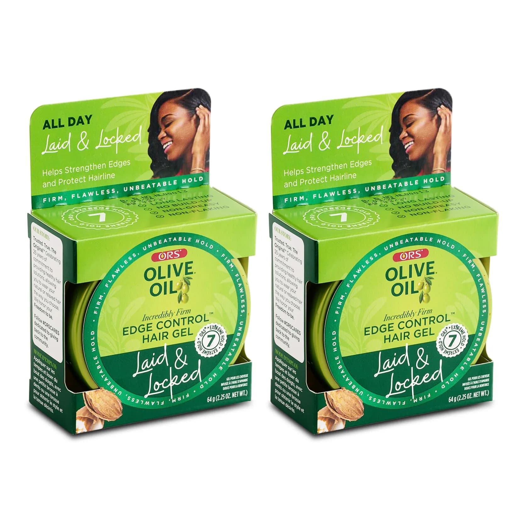 ORS Olive Oil Edge Control Hair Gel with Sweet Almond Oil 65ml (2.25 oz) | Extra Hold for All Hair Textures — Clear