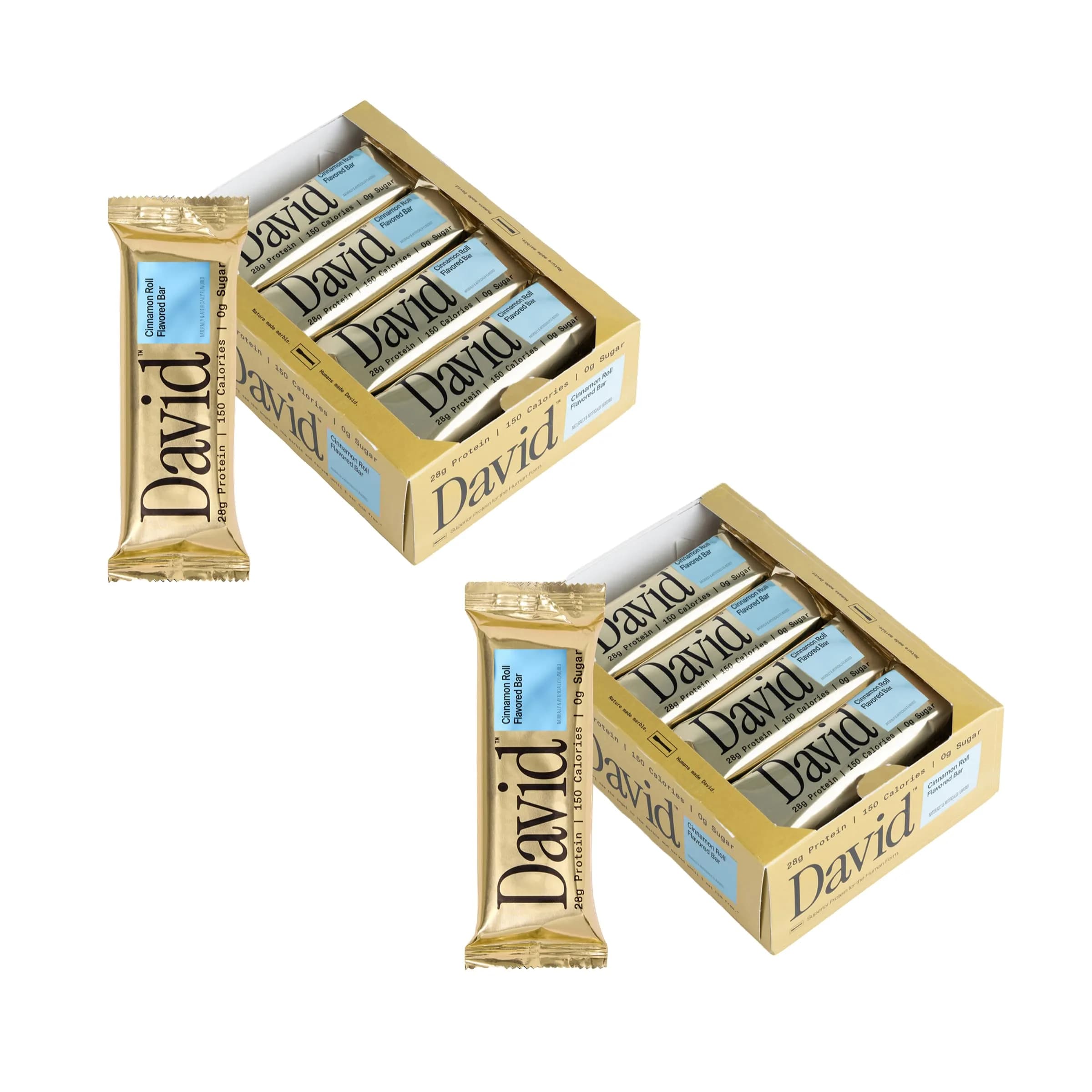 David Cinnamon Roll Flavored Protein Bars | 28g Protein | 24 Pack | Gluten Free, Low Sugar, High Protein Snack — Cinnamon Roll