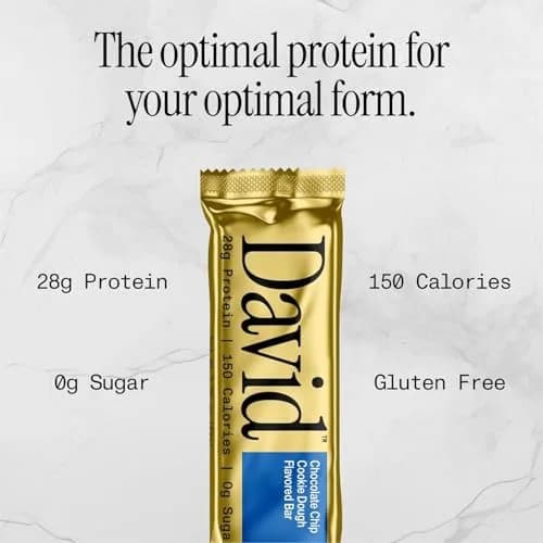 David Protein Bar Chocolate Chip & Peanut Butter 24 Pack | 28g Protein, 150 Calories, Gluten Free thumbnail 7