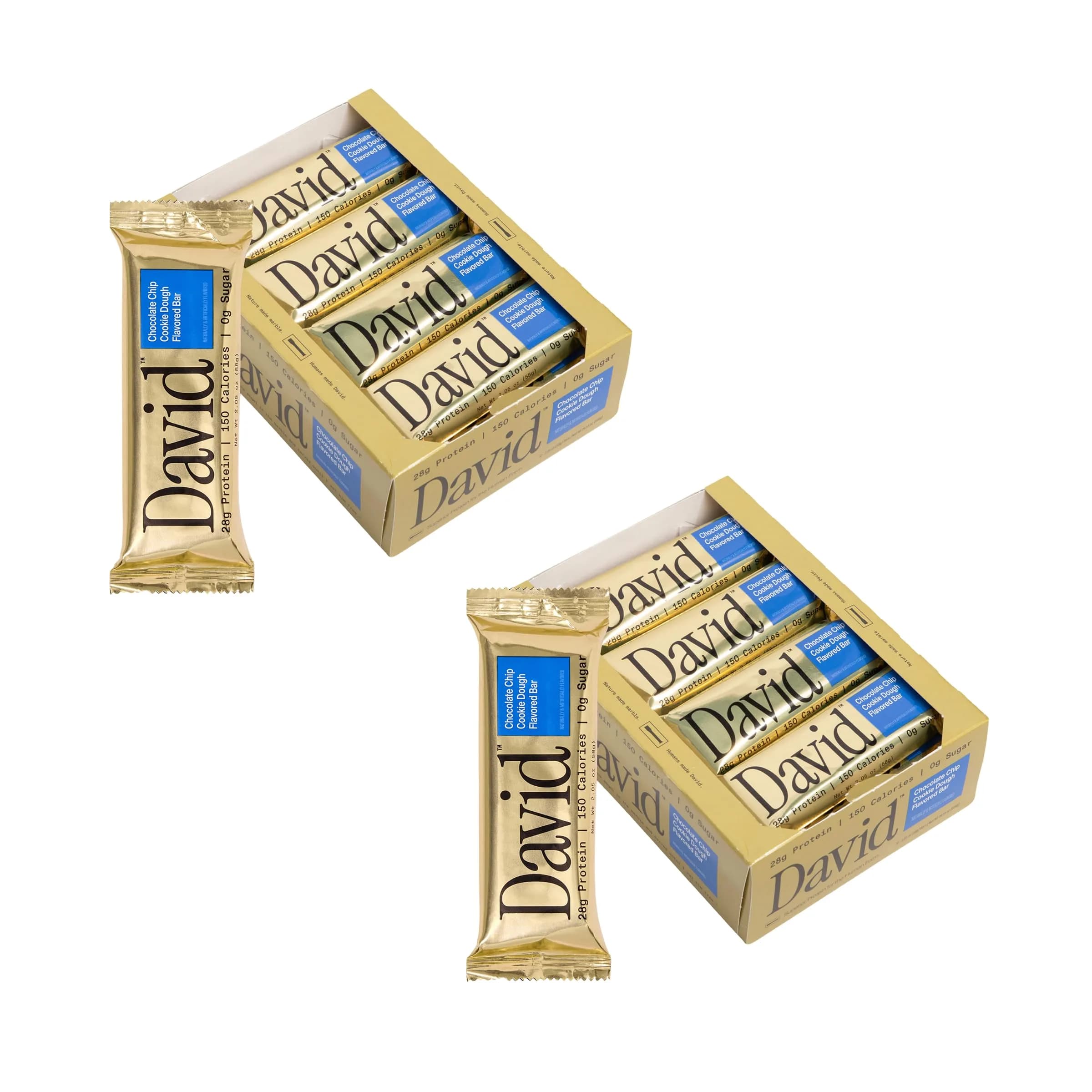 David Chocolate Chip Cookie Dough Flavored Bars | 28g Protein | 24 Pack