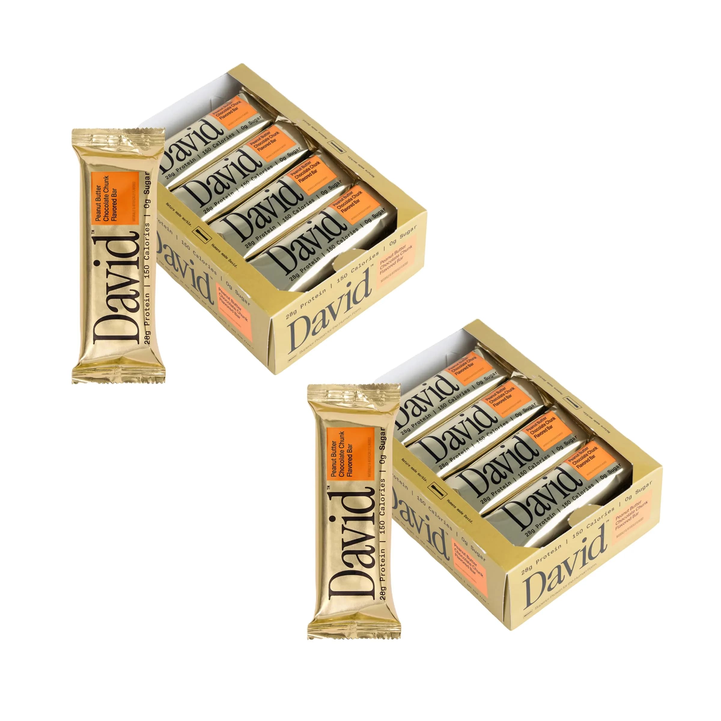 David Peanut Butter Chocolate Chunk Flavored Bars | 28g Protein | 24 Pack