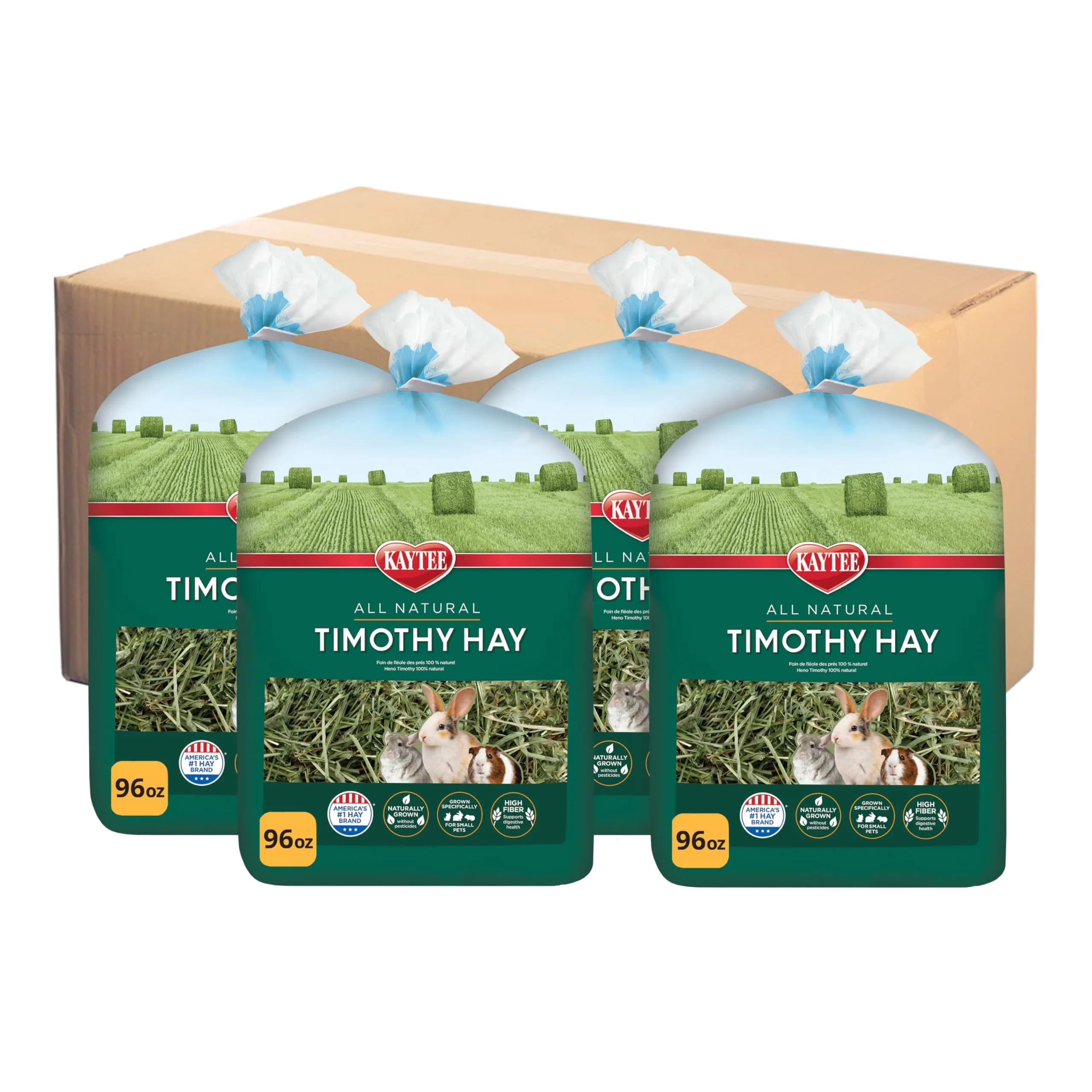 Kaytee Timothy Hay for Rabbits, Guinea Pigs, Chinchillas, Gerbils, Hamsters - 24 lb (10.89 kg) | Supports Digestive Health — 24 Pound