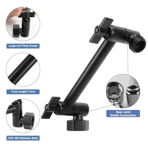 NearMoon Adjustable Shower Arm 5 Inch Matte Black | Universal Connection, Anti-leak, Easy Install thumbnail 4