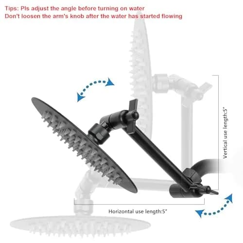 NearMoon Adjustable Shower Arm 5 Inch Matte Black | Universal Connection, Anti-leak, Easy Install thumbnail 5