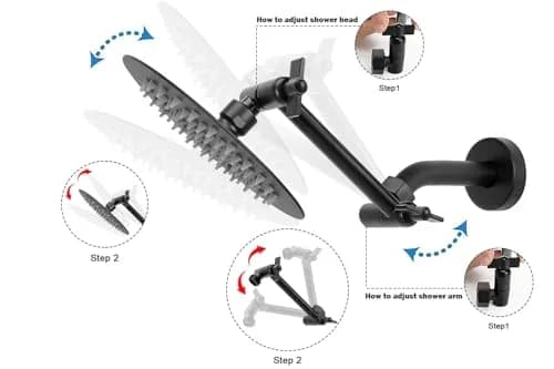 NearMoon Adjustable Shower Arm 5 Inch Matte Black | Universal Connection, Anti-leak, Easy Install thumbnail 8