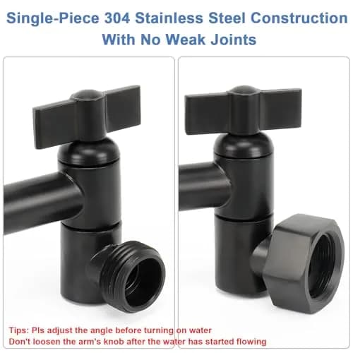 NearMoon Adjustable Shower Arm 5 Inch Matte Black | Universal Connection, Anti-leak, Easy Install thumbnail 3