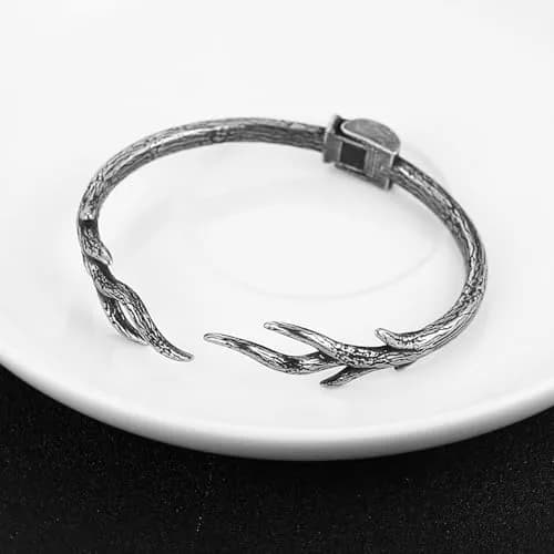 HZMAN Tree of Life Branch Shape Open Bracelet for Men Women Stainless Steel Adjustable Bangle thumbnail 4