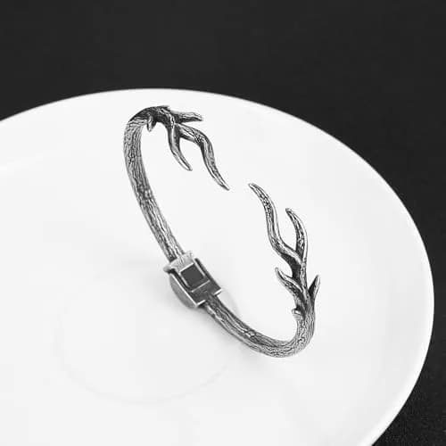 HZMAN Tree of Life Branch Shape Open Bracelet for Men Women Stainless Steel Adjustable Bangle thumbnail 5