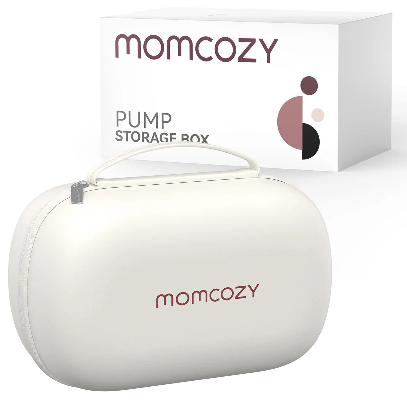 Momcozy Wearable Breast Pump Storage Bag with Detachable Tray, White | Holds 2 Pumps Securely - main product image