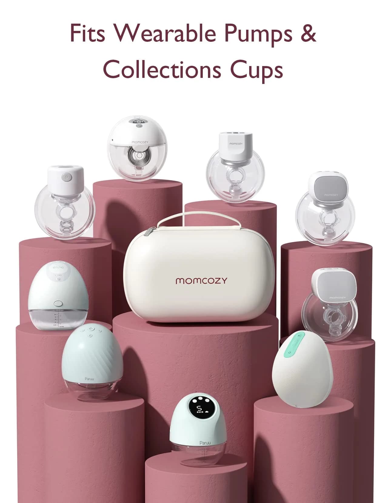 Momcozy Wearable Breast Pump Storage Bag with Detachable Tray, White | Holds 2 Pumps Securely - view 2