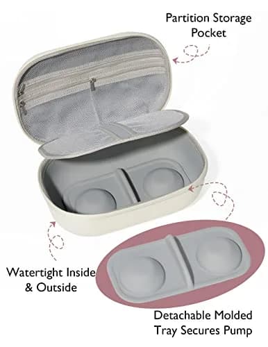 Momcozy Wearable Breast Pump Storage Bag White | Holds 2 Pumps, Hard Shell Case thumbnail 4