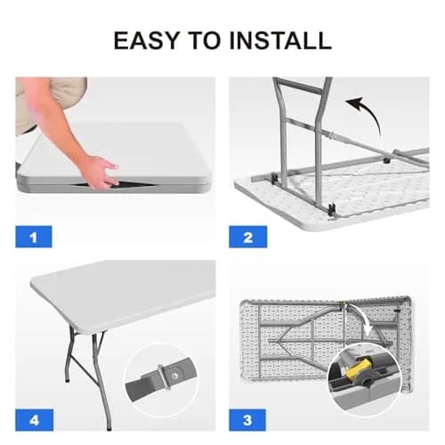 IWDOO 8 FT Folding Table for Camping & Events | Heavy Duty Support, Waterproof, Portable thumbnail 7