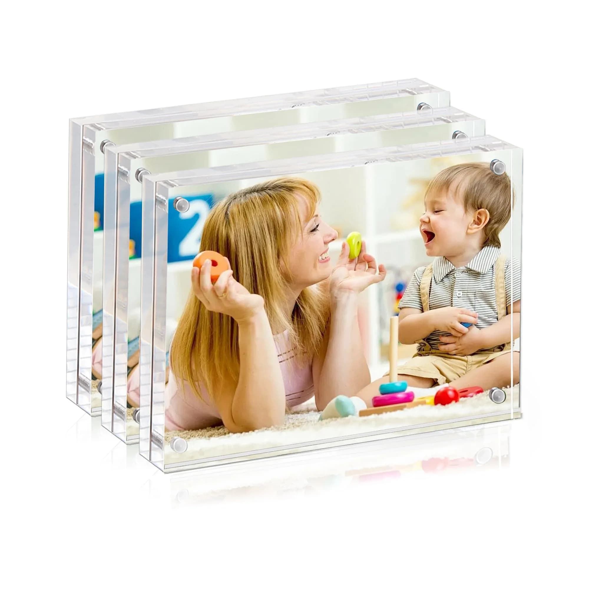 BP4U 4x6 Acrylic Picture Frame 3-Pack | Double-Sided Magnetic Display, UV-Resistant, Frameless Design