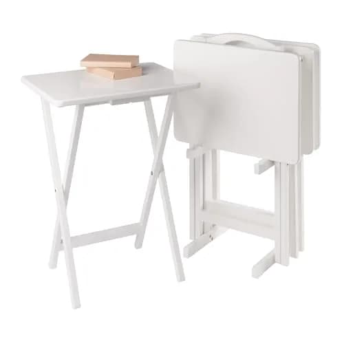 Winsome Alex Set of 4 Foldable Snack Tables with Storage Rack | Space-Saving, Durable & Elegant (70-120 chars) thumbnail 4