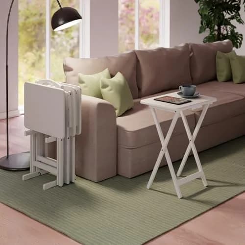 Winsome Alex Set of 4 Foldable Snack Tables with Storage Rack | Space-Saving, Durable & Elegant (70-120 chars) thumbnail 5