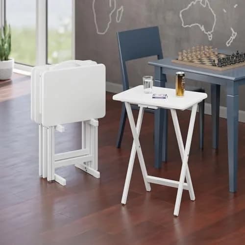 Winsome Alex Set of 4 Foldable Snack Tables with Storage Rack | Space-Saving, Durable & Elegant (70-120 chars) thumbnail 6