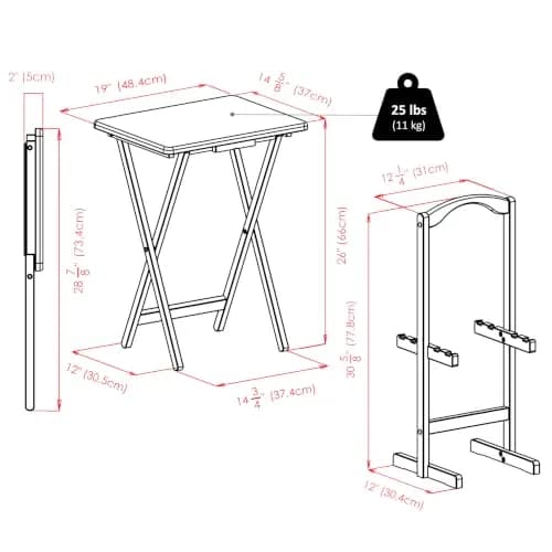 Winsome Alex Set of 4 Foldable Snack Tables with Storage Rack | Space-Saving, Durable & Elegant (70-120 chars) thumbnail 7