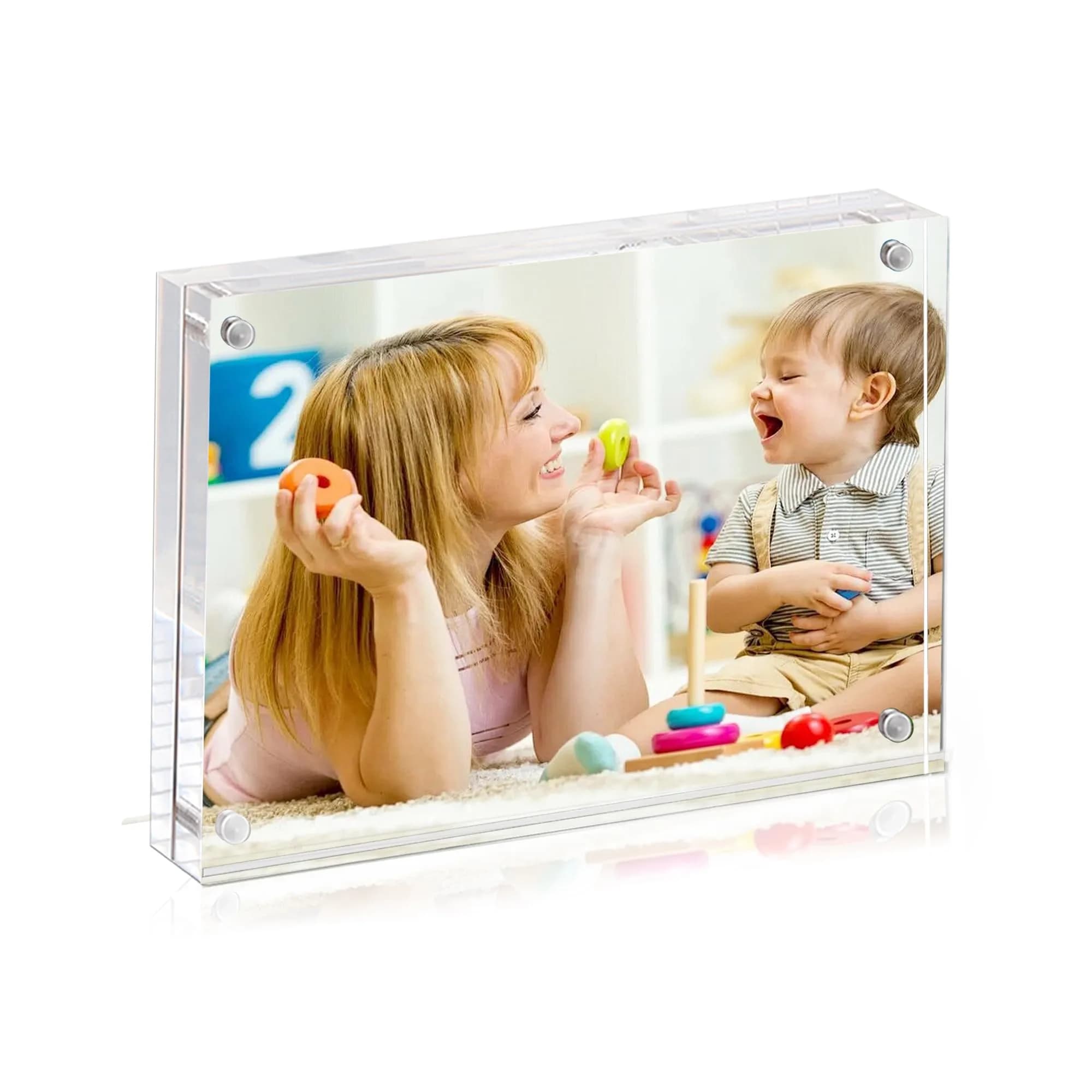 BP4U 5x7 Acrylic Picture Frame | Double-Sided Magnetic Display, UV-Resistant, Frameless Desktop Decor