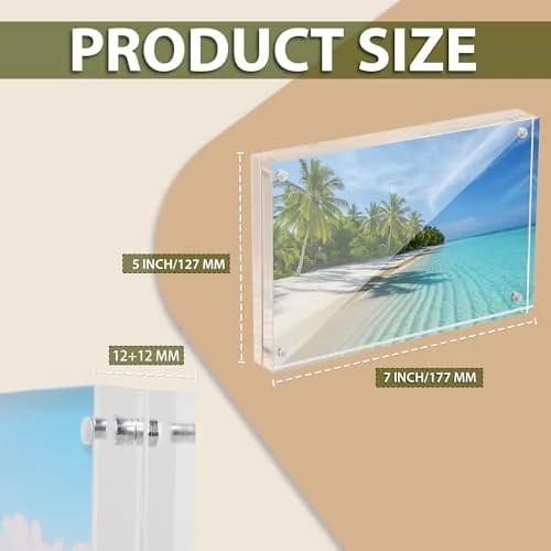 BP4U 5x7 Acrylic Picture Frame | Double-Sided Magnetic Display, UV-Resistant, Frameless Desktop Decor thumbnail 2