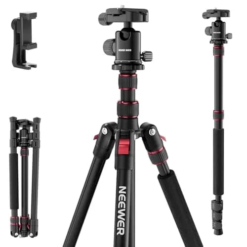 NEEWER Camera Tripod Monopod, 71" Aluminum Heavy Duty Travel Stand with 360° Ball Head & Phone Holder thumbnail 1